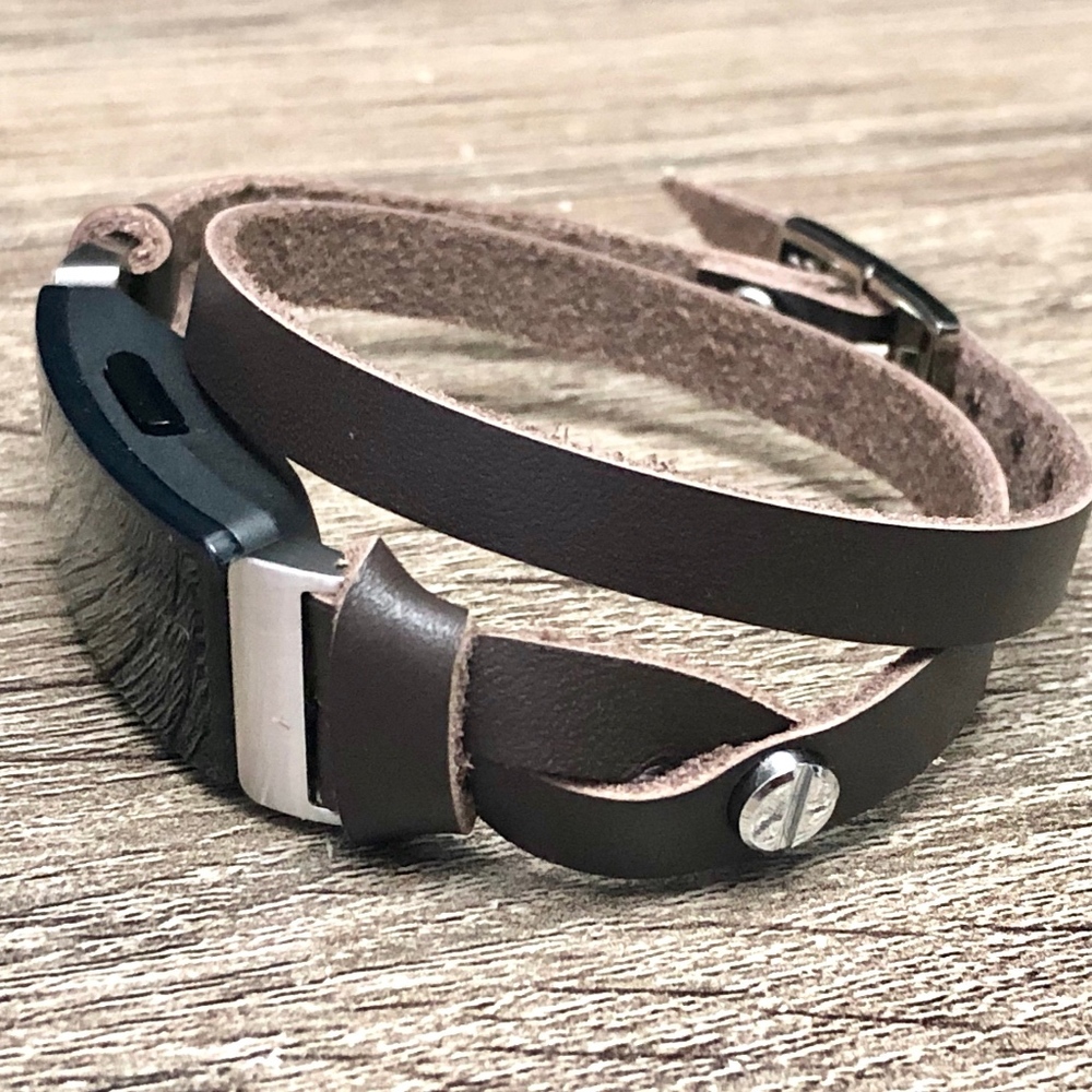 Dark Brown Leather Band for Fitbit Inspire Tracker